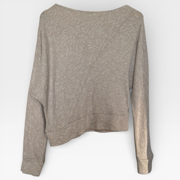 Everlane Brielle Off-Shoulder Ribbed Sweater Top – Oatmeal (S) - Picture 3 of 4